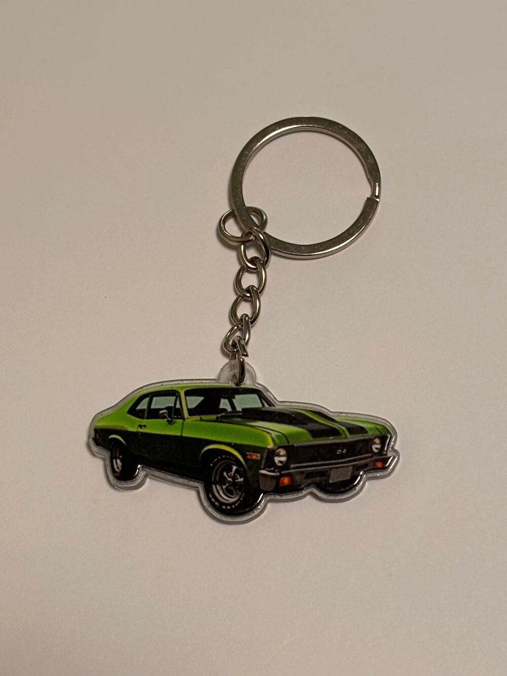 Key Ring Chain Wallet Bag Backpack Sparkle 1969 Chevy Nova SS Green Black